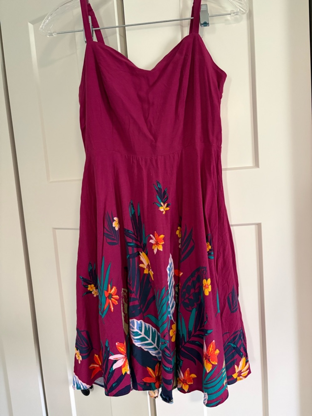 Old Navy Magenta Tropical Midi Dress